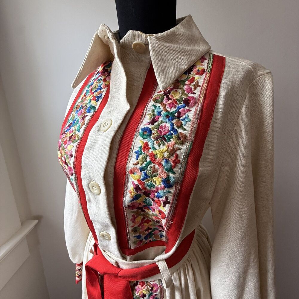 Vintage 70s Embroidered Cotton Folk Romper Skirt Set | Prairie Boho